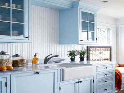 Блакитна кухня в інтер'єрі фото, дизайн