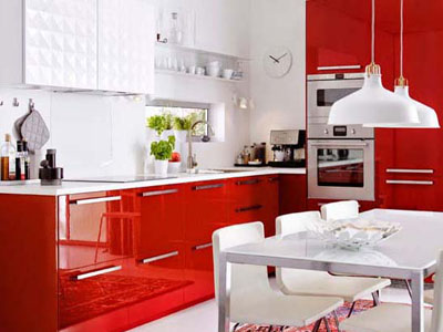 Маленька червона кухня - 110 фото, дизайн