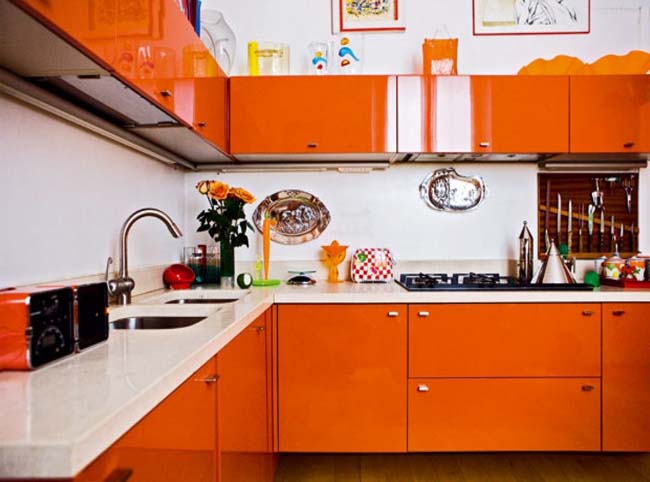 Маленька помаранчева кухня - 65 фото, дизайн