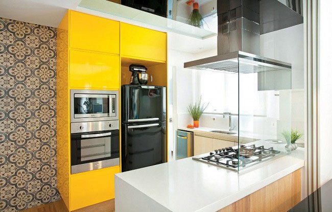 Маленька жовта кухня - 60 фото
